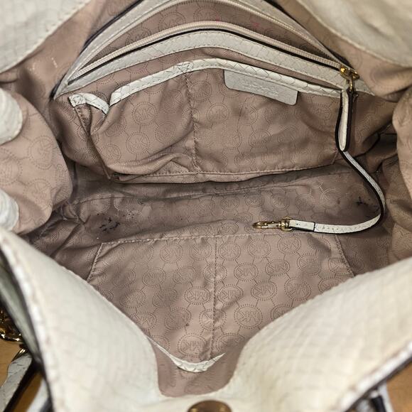 Rare White Michael Kors Snake Leather Python Hamilton Purse Satchel 35S5SHLT3N - Picture 6 of 12